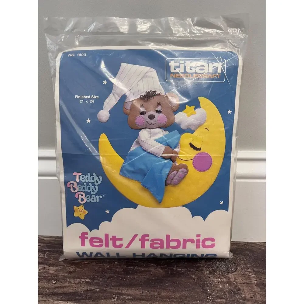 Vintage 1986 Teddy Beddy Bear Wall Hanging Kit, Unopened Felt Craft Kit, NOS
